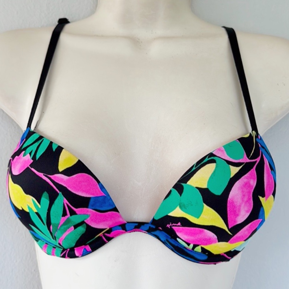 PINK Victoria’s Secret tropical neon wear everywhere super push up bra size 32A